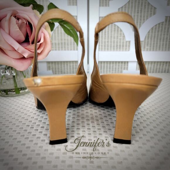 3/$25 Nine West Women's Indra Camel Buckle Detail Slingback Heels Size 7 - Picture 6 of 16